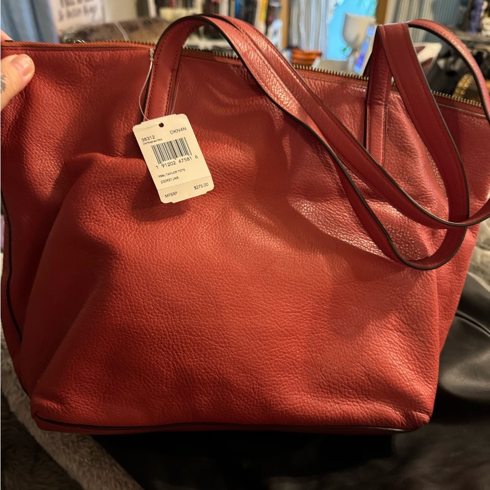 Coach Red Leather Tote Bag